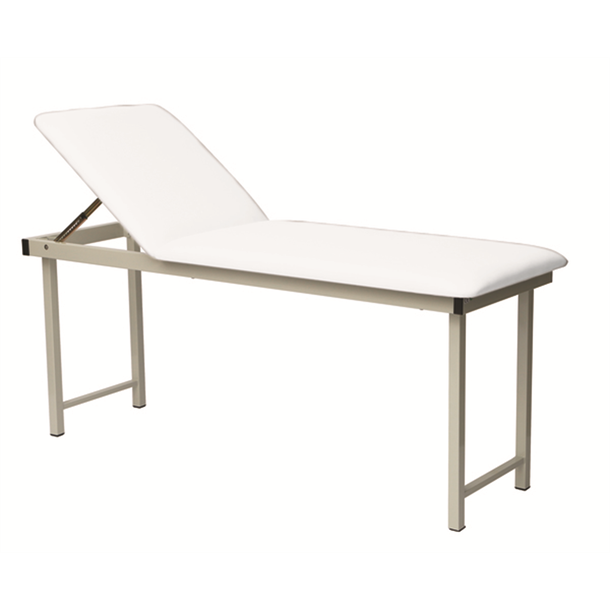 Fixed Height Two Section Exam Couch, White Top & Grey Frame