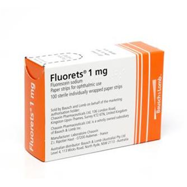 Fluorets Sodium Fluorescein 1mg Strips 100s