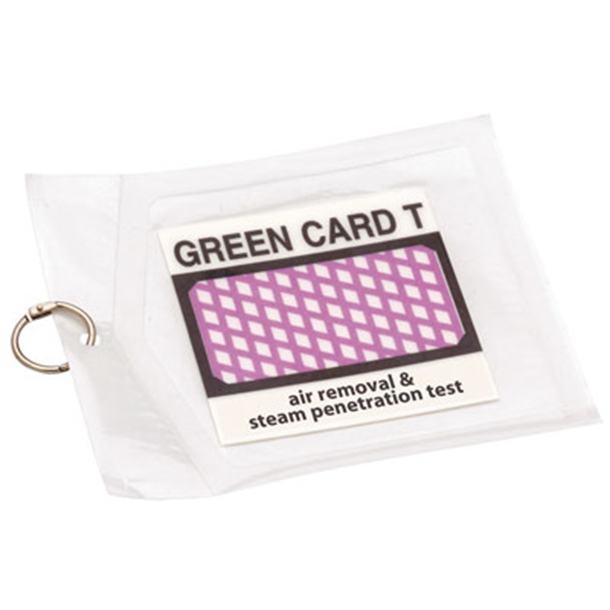 Green Card T- Air Removal and Steam Penetration Test for Benchtop Sterilisers. Pack of 15
