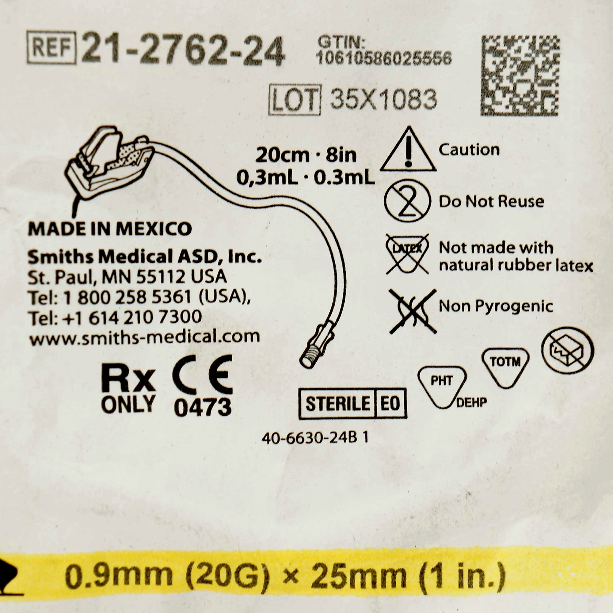 Gripper Plus Safety Huber Needle 20g x 1