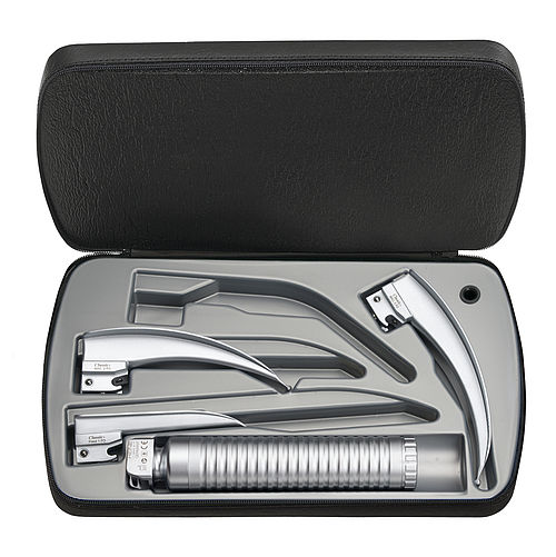 HEINE Classic+ Fibre Optic 2.5v LED Laryngoscope Set with Paed 1, Mac 2 & 3 Blades in a Zipper Case