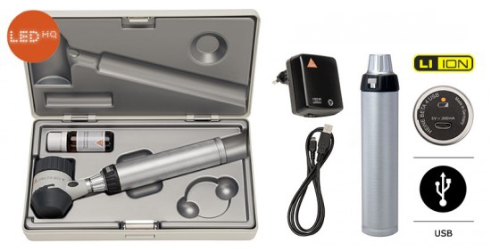 HEINE Delta 20T Dermatoscope W-Contact Plate,Scale,Oil & Beta 4 USB Li-Ion Handle,Cord,Plug-in T/For in H/Case