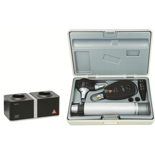 HEINE K180 Diagnostic Set with 3.5v Halogen K180 Ophthalmoscope & K180 Otoscope, BETA4 NT Handle & NT4 Table Charger 