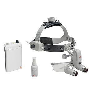 HEINE ML4 LED Headlight on Professional L Headband with S-Guards & HRP 4x/340mm Loupes & mPack with Plug-in Charger