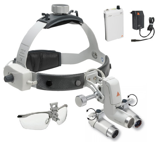 HEINE ML4 LED Headlight on Professional L Headband with S-Guards & HRP 6x/340mm Loupes & mPack with Plug-in Charger