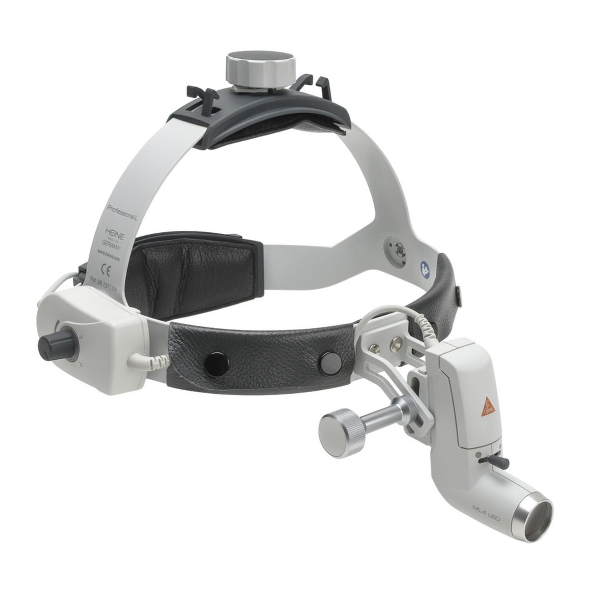 HEINE ML4 LED Headlight on Professional L Headband without S-Guards with HR 2.5x/420mm Loupes, mPack & Plug-in Transformer