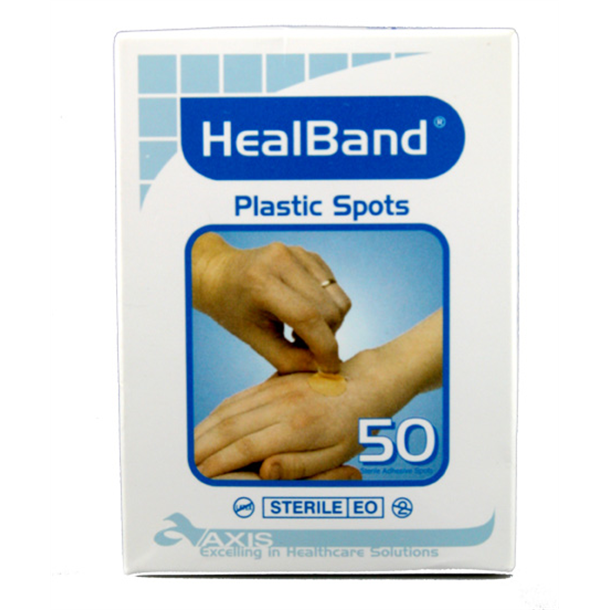 HealBand Plastic Latex-free Plastic Spots 23mm Diameter. Pack of 50