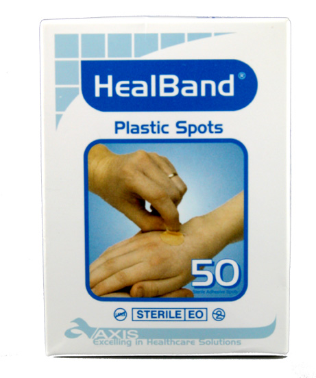 HealBand Plastic Latex-free Plastic Spots 23mm Diameter. Pack of 50