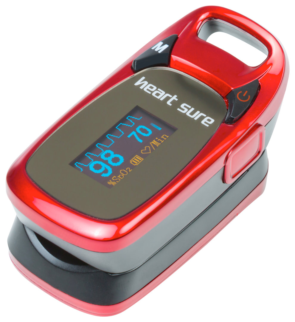 Heart Sure Finger Tip Pulse Oximeter with Lanyard. With OLED Display