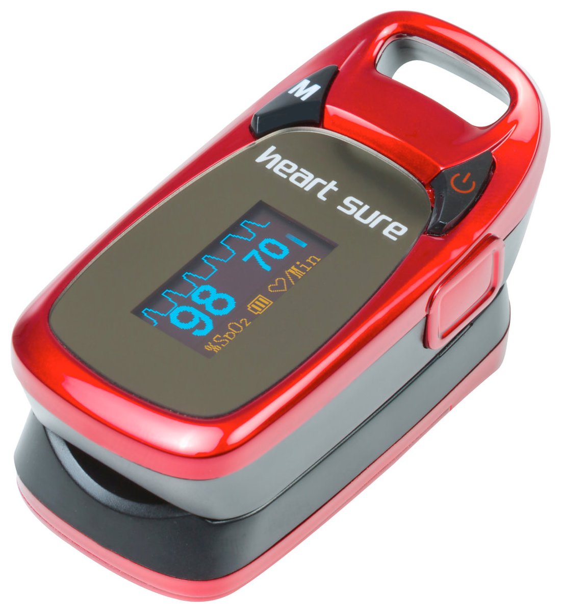 Heart Sure Finger Tip SpO2 Pulse Oximeter with Lanyard. With OLED Display