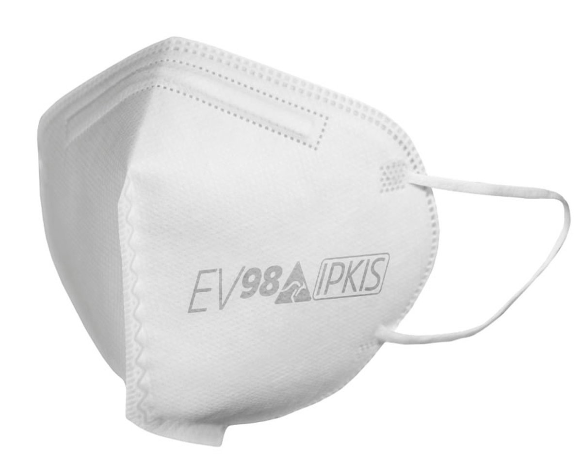 IPKIS EV98 4 Layer Respirator Mask Fluid Resistant, Ear Loops Box of 25