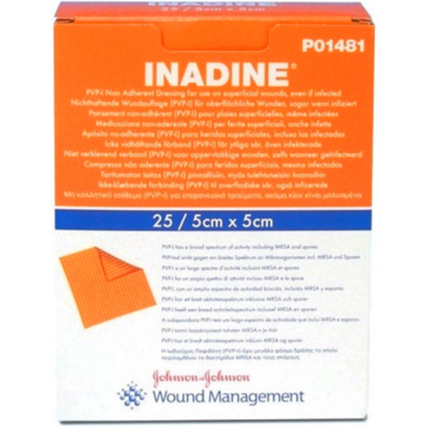 Inadine 5cm x 5cm. Box of 25