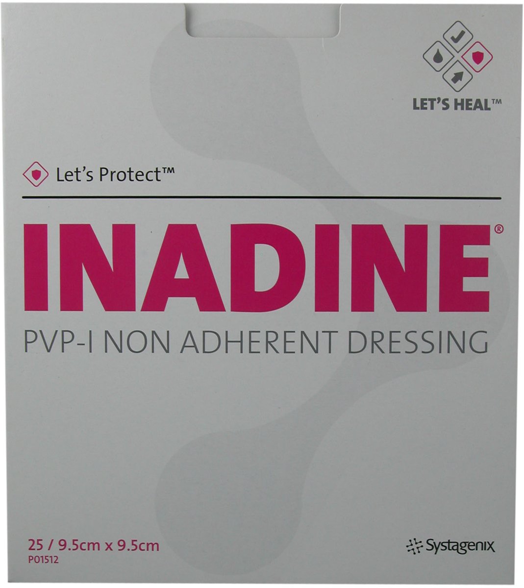 Inadine PVP-I Non-Adherent Dressing 9.5cm x 9.5cm. Box of 25