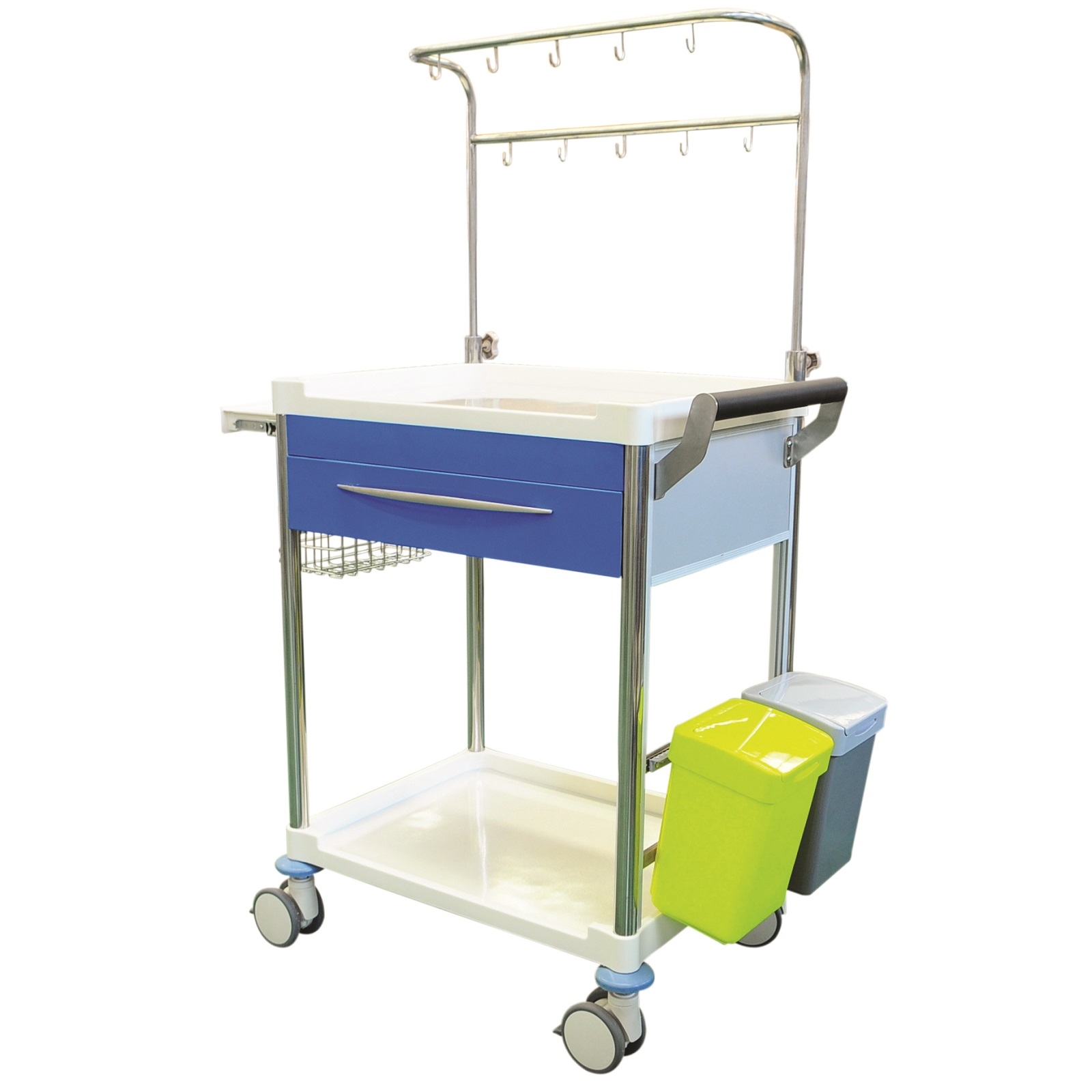 Infusion Trolley with Accessories 650 x 480 x 900mm. One Drawer