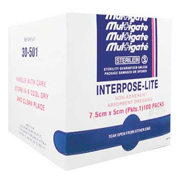 Interpose-Lite 7.5cm x 5cm Sterile Dressing. Box of 100