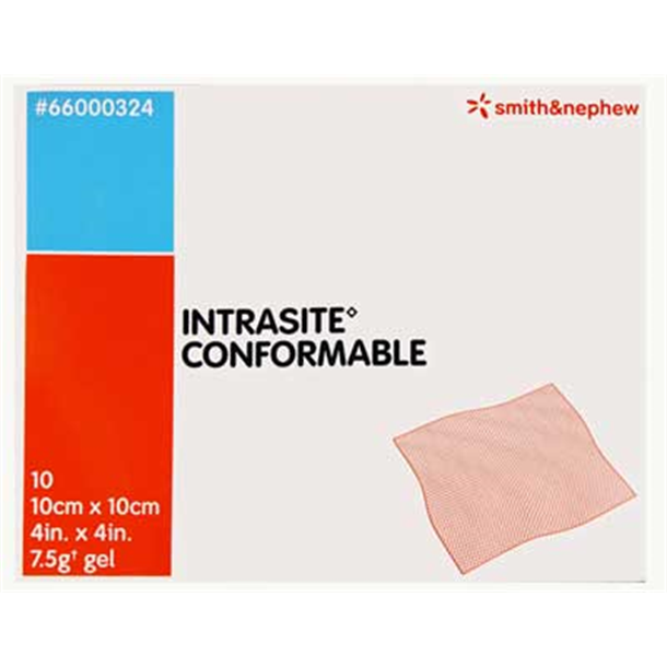Intrasite Conformable 10cm x 10cm. Box of 10
