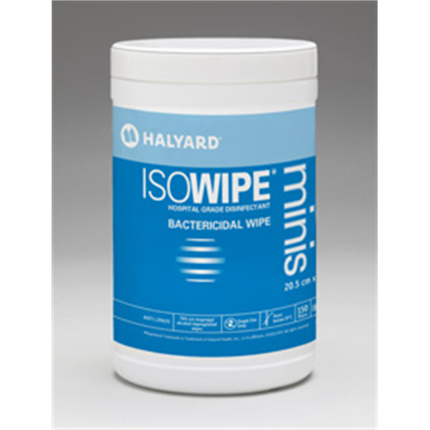 Isowipe Mini's Bactericidal Wipes in Plastic Dispenser Tub 150's 21cm x 14cm
