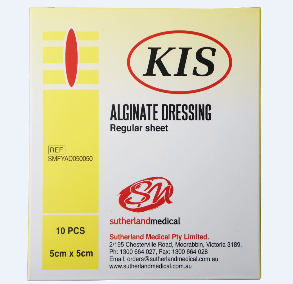 KIS Alginate Dressing 5cm x 5cm Box of 10