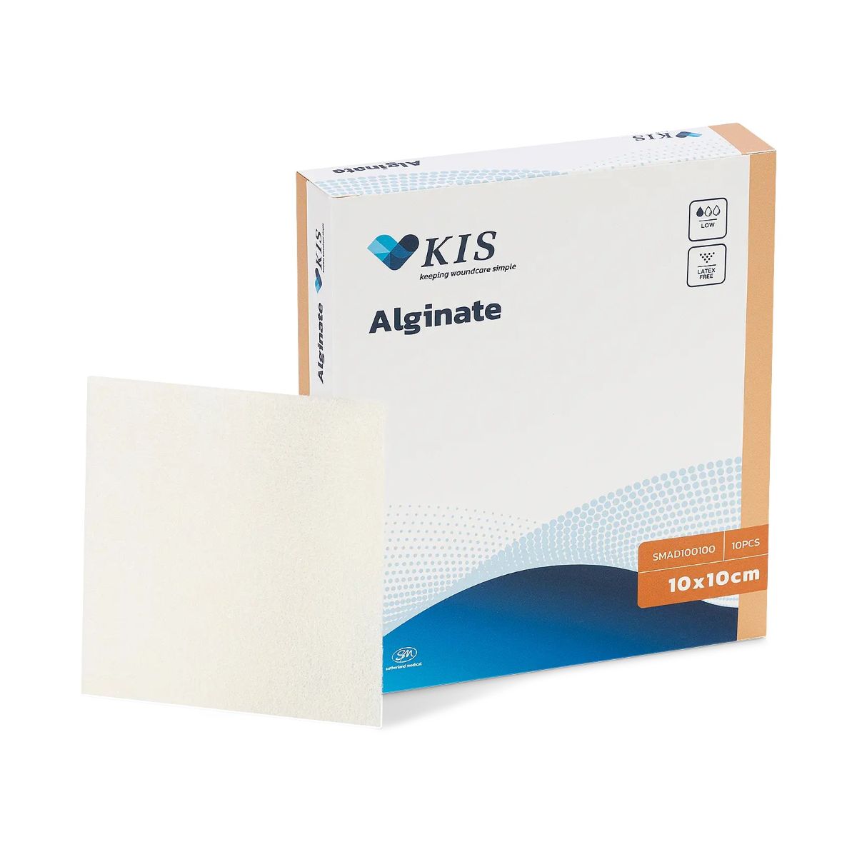 KIS Calcium Alginate Dressing 10cm x 10cm Box of 10