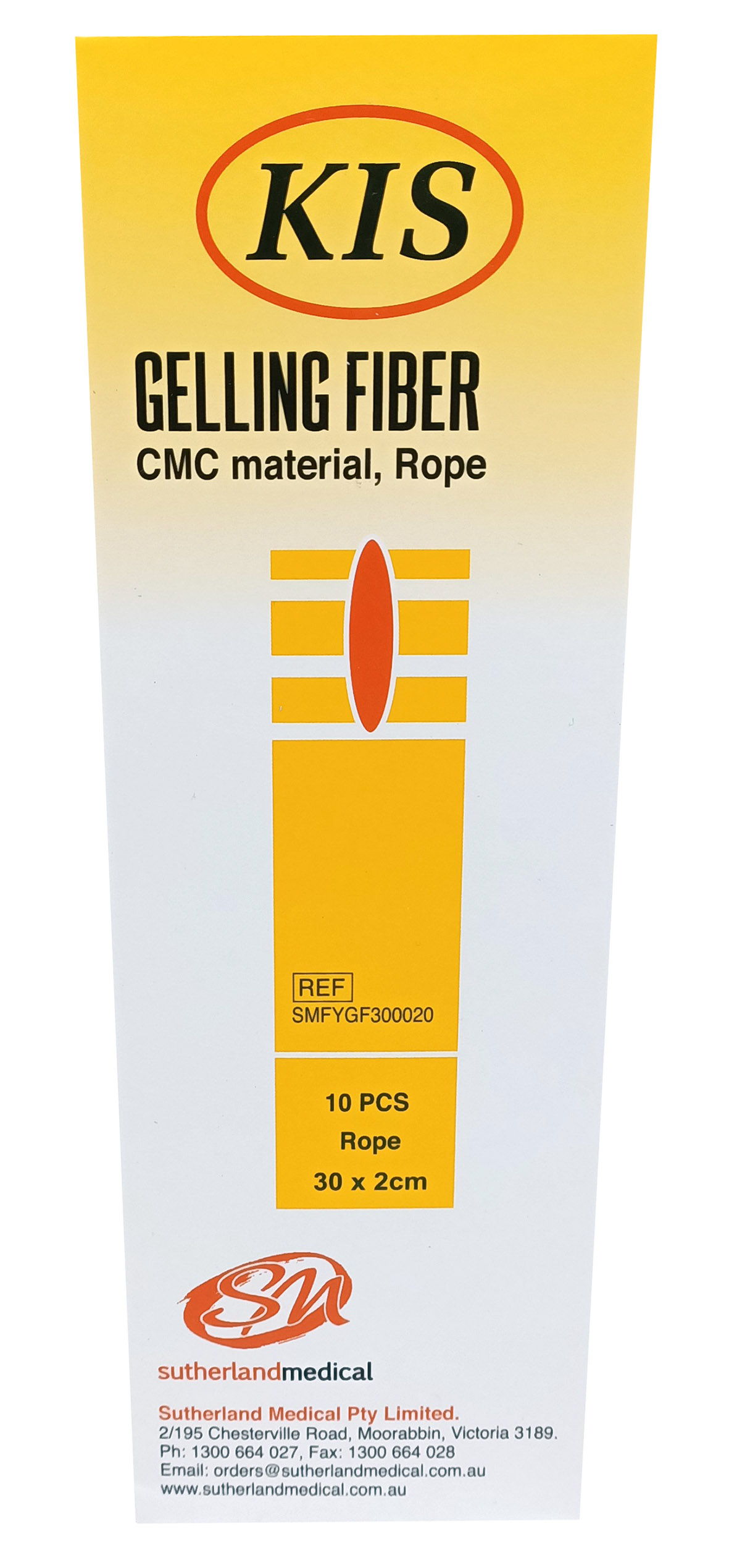 KIS Gelling Fibre Rope 2cm x 30cm with CMC. Box of 10