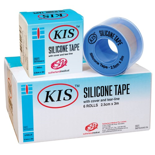 KIS Silicone Tape 2.5cm x 3m, Box of 6