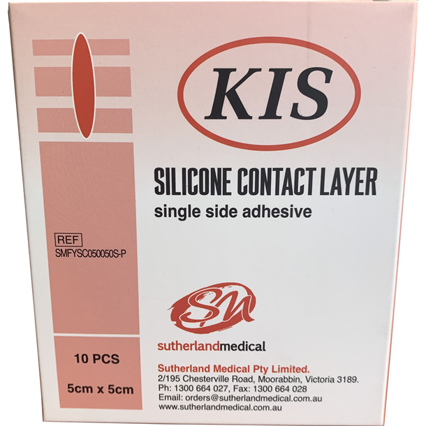 KIS Silicone Wound Contact Layer Dressing 5cm x 5cm, Box of 10