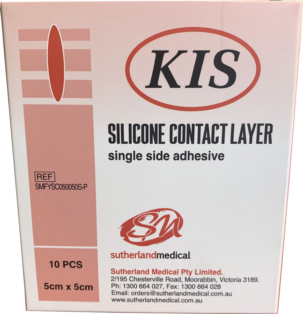 KIS Silicone Wound Contact Layer Dressing 5cm x 5cm. Box of 10