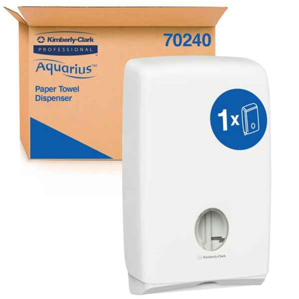 Kleenex Aquarius Compact Towel Dispenser, White. Suits 4440/4444/5859 & GMT-00100 (29.5cm x 19cm)Interleaved Paper Towels 