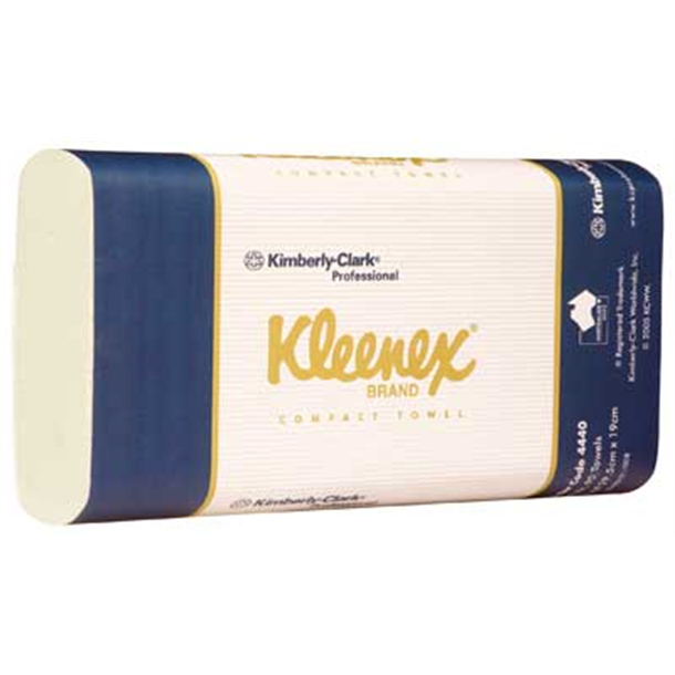Kleenex Compact Towel 29.5cm x 19cm - White. 24 Packs of 90 Sheets