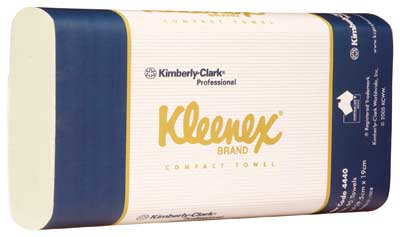 Kleenex Compact Towel 29.5cm x 19cm - White. 24 Packs of 90 Sheets