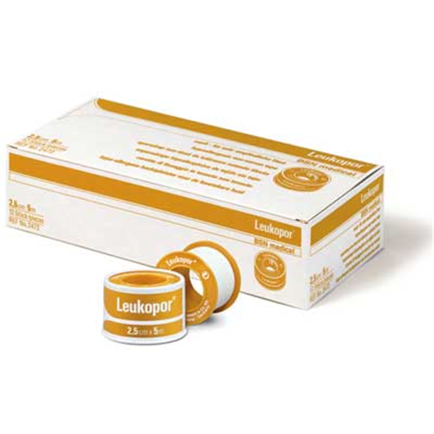 Leukopor Hypoallergenic Tape 1.25cm x 9.2m Roll Hospital Pack. Box of 24