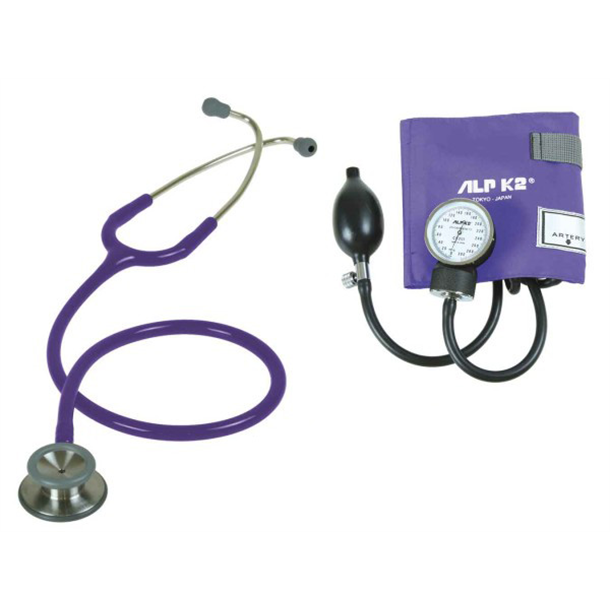 Liberty Nurses Kit Includes Aneroid BP Unit, Stethoscope with ID Tag and Pouch - Purple