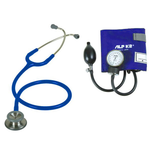Liberty Nurses Kit Includes Aneroid BP Unit, Stethoscope with ID Tag and Pouch - Royal Blue