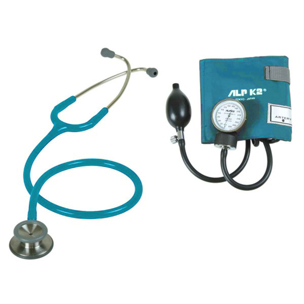 Liberty Nurses Kit Includes Aneroid BP Unit, Stethoscope with ID Tag and Pouch - Teal