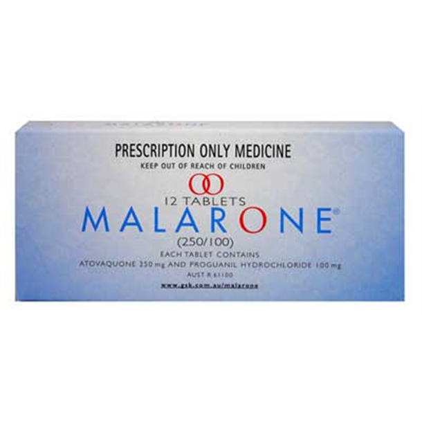 Malarone *S4* Adult Malaria Tablets. Pack of 12. Atovaquone/ Proguanil Hydrochloride