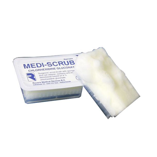 Medisponge Surgical Scrub Sponge & Nail Cleaner. 4% Chlor. Box of 75