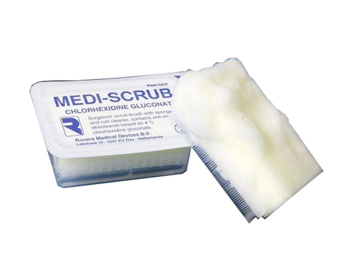 MediSponge Surgical Scrub Sponge & Nail Cleaner with 4% Chlorhexidine. Box of 75
