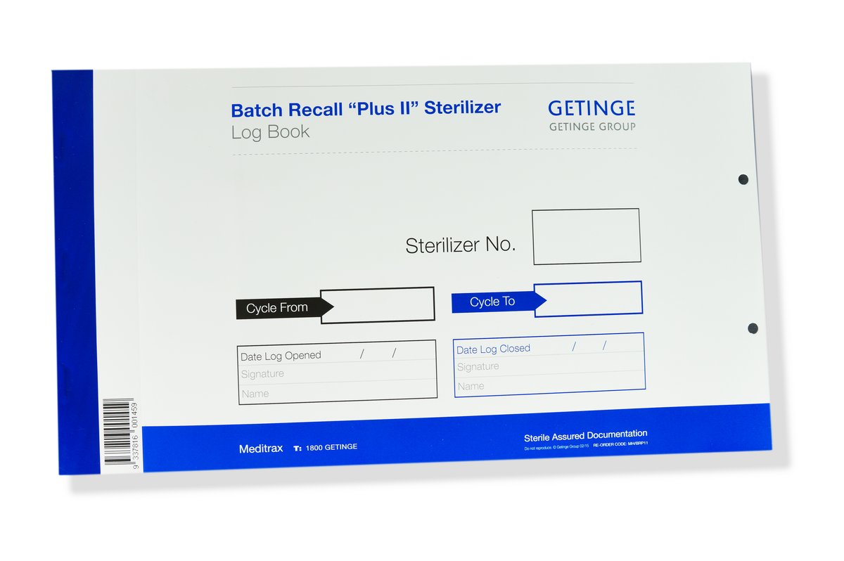 Meditrax Batch Recall "Plus II" Autoclave Log Book, Monitors