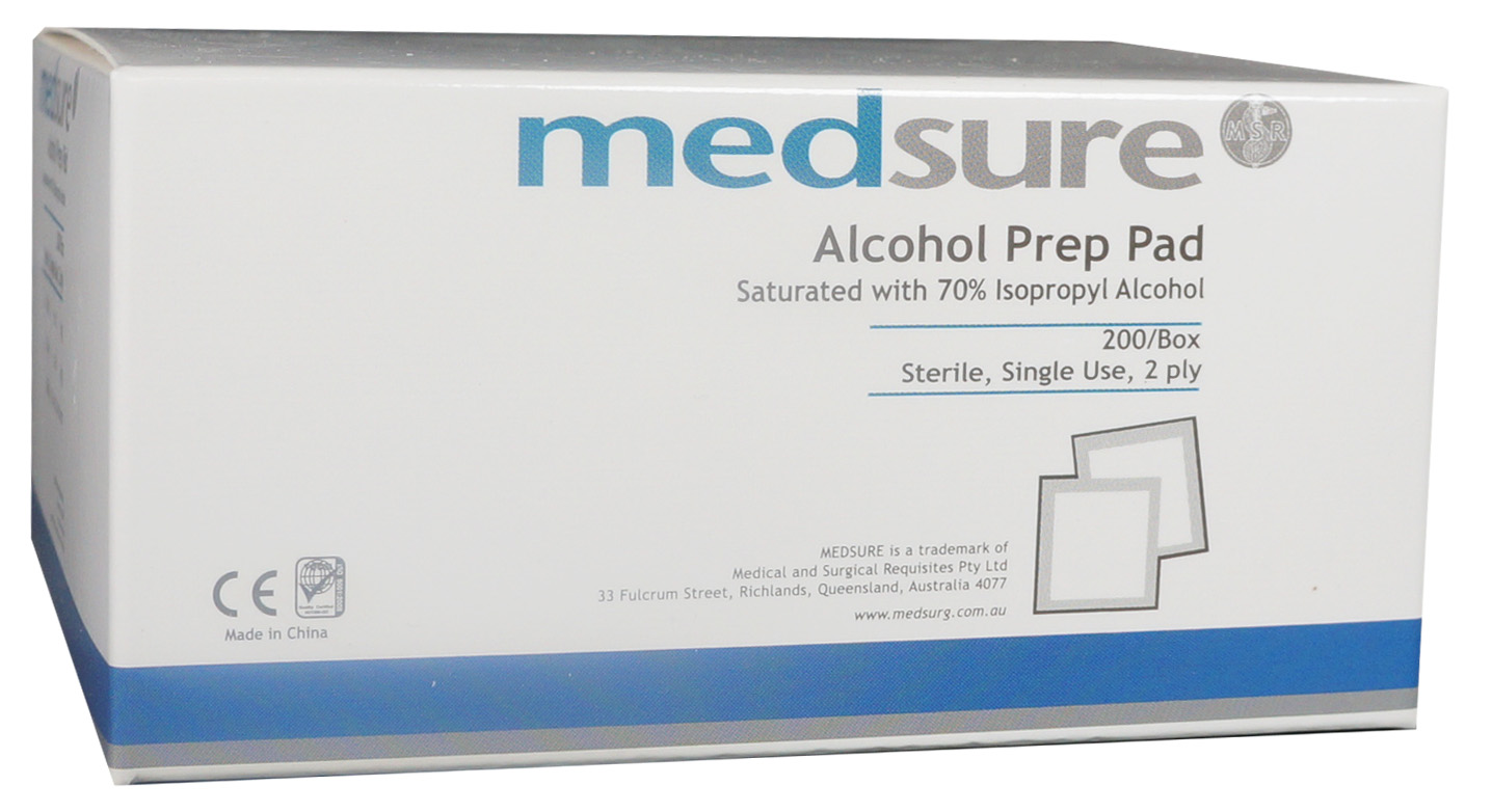  Medsure Alcohol Prep Swabs Extra Moist. Box of 200