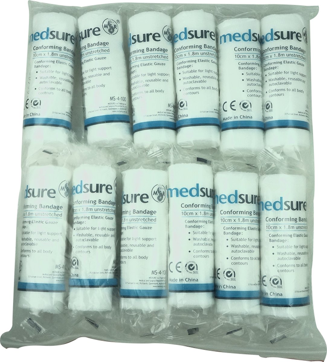  Medsure Conforming Bandage 10cm x 1.8m (unstretched). Pack of 12