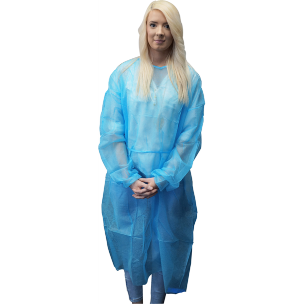  Medsure Isolation Gown 23gsm Non-sterile with Long Sleeves - Blue. Pack of 10
