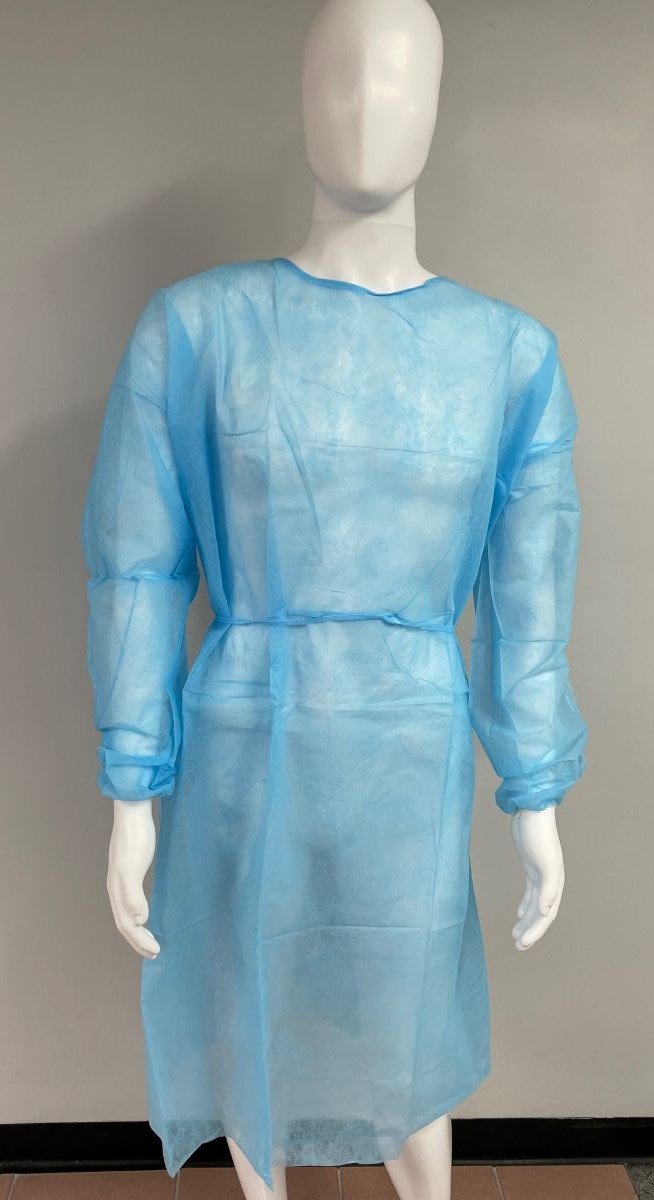  Medsure Isolation Gown 23gsm Non-sterile with Long Sleeves Blue. Box of 100