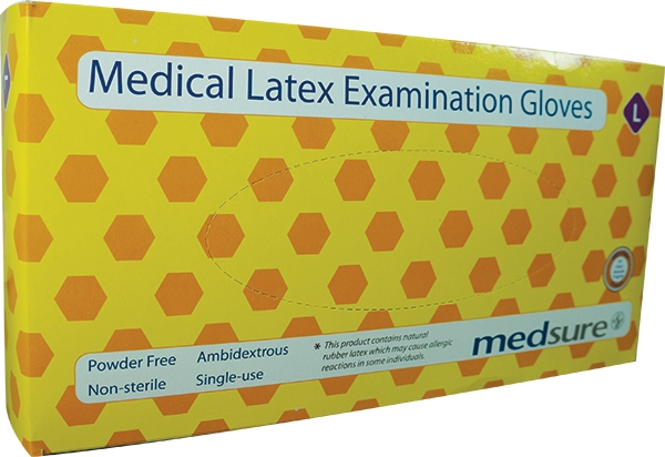 Medsure Latex Gloves Powder-free Large. Box of 100