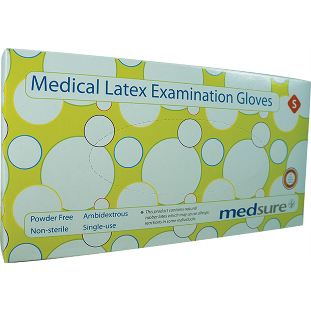 Medsure Latex Gloves Powder-free Small. Box of 100