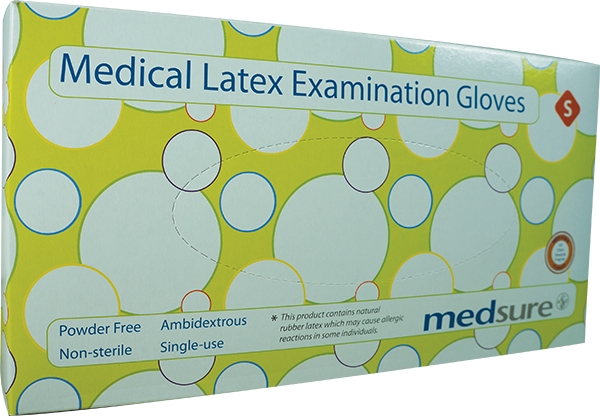 Medsure Latex Gloves Powder-free Small. Box of 100