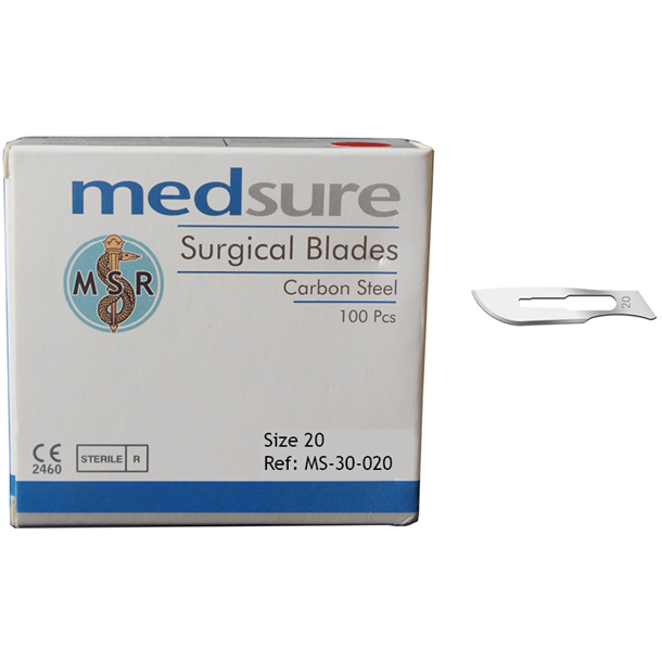 Medsure Scalpel Blades Sterile #20 Box of 100