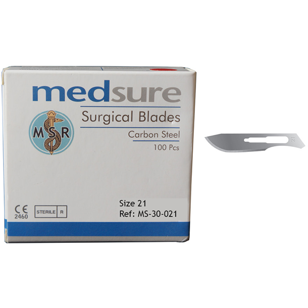 Medsure Scalpel Blades Sterile #21 Box of 100