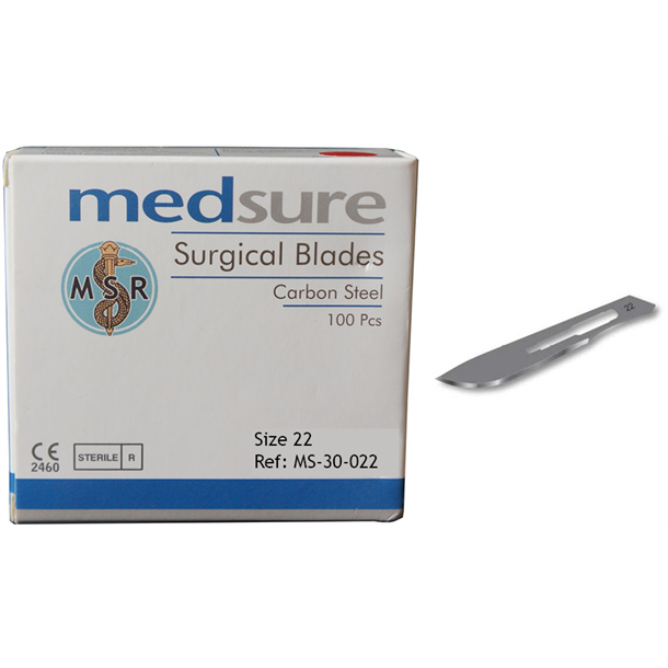 Medsure Scalpel Blades Sterile #22 Box of 100