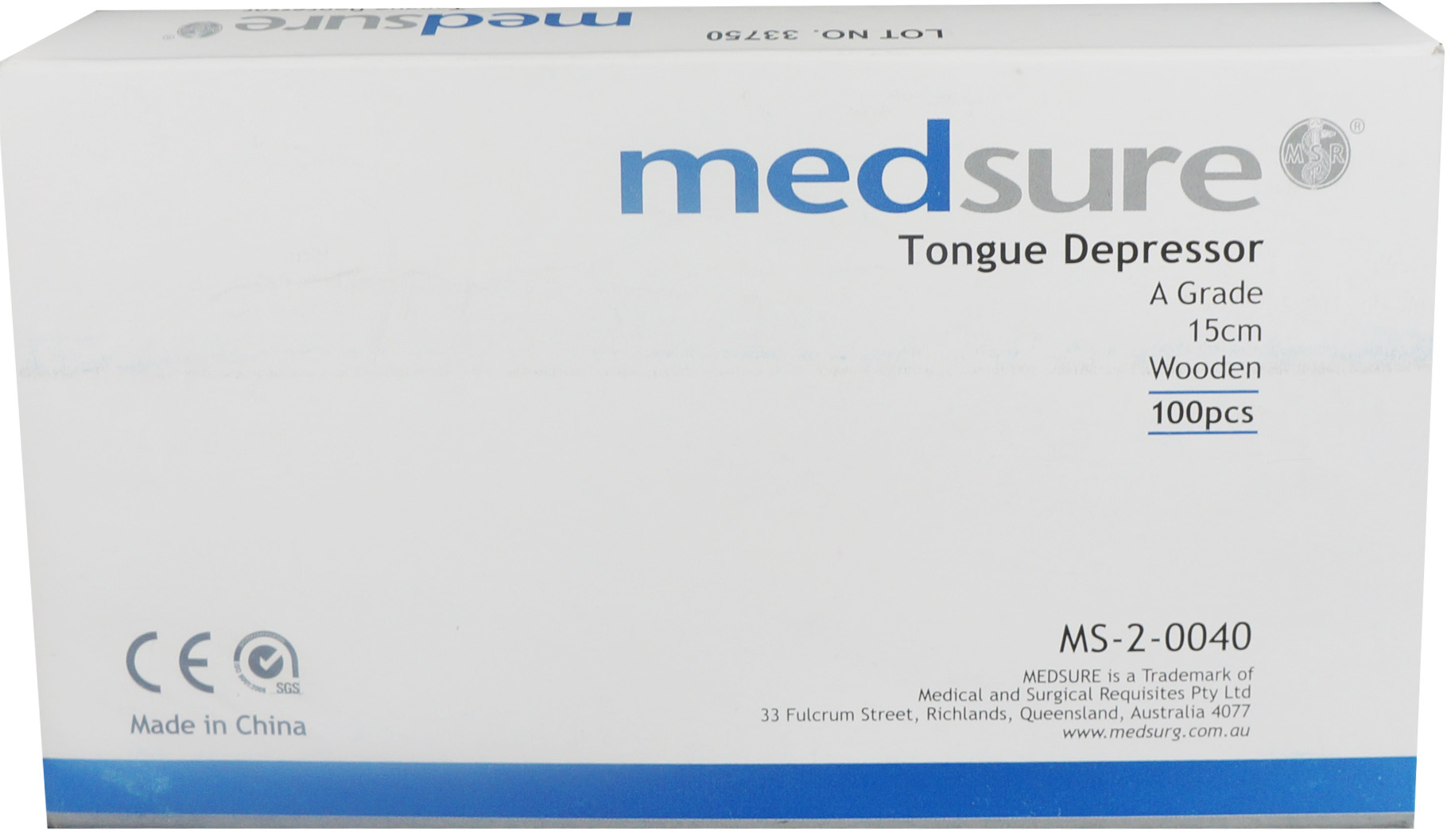 Medsure Wooden Tongue Depressor 15cm. Box of 100