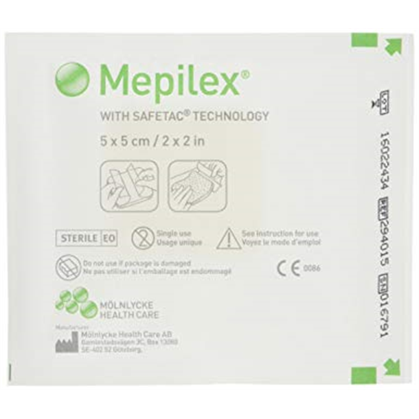 Mepilex Borderless Dressing 5cm x 5cm. Pack of 5